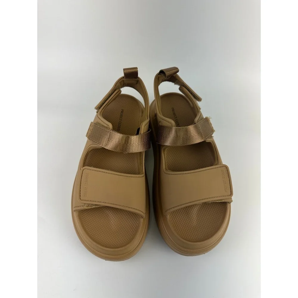 Project Cloud Goldie Platform Sandals Light Brown Chunky Adjustable Womens 8.5